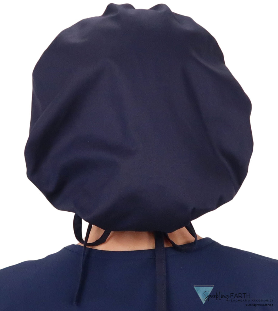 Stylish American Made Banded Bouffant Ponytail Scrub Cap - Superhero in Scrubs on Navy SALE-Fall-2025