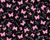 Stylish American Made Banded Bouffant Ponytail Scrub Cap - Wings of Hope (Pink Ribbons) with Black Ties Banded Bouffant