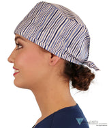 Surgical Scrub Cap - Blue & White Stripes Caps