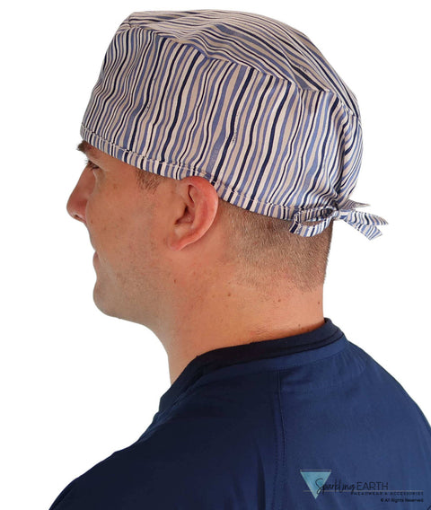 Surgical Scrub Cap - Blue & White Stripes Caps