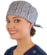 Surgical Scrub Cap - Blue & White Stripes Caps