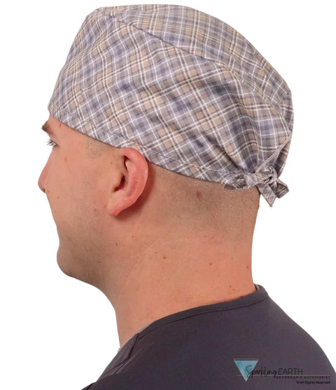 Surgical Scrub Cap - Grey & Tan Rad Plaid Caps