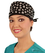 Surgical Scrub Cap - Pawtastic With Black Ties Caps