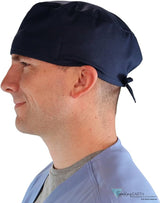 Two Piece Bundle of Solid Black and Navy Blue Unisex Surgical Style Scrub Cap - 100% Cotton - Made in The USA! Surgical