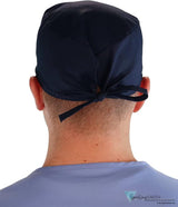Two Piece Bundle of Solid Black and Navy Blue Unisex Surgical Style Scrub Cap - 100% Cotton - Made in The USA! Surgical