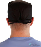 Two Piece Bundle of Solid Black and Navy Blue Unisex Surgical Style Scrub Cap - 100% Cotton - Made in The USA! Surgical