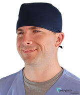 Two Piece Bundle of Solid Black and Navy Blue Unisex Surgical Style Scrub Cap - 100% Cotton - Made in The USA! Surgical