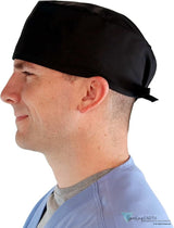 Two Piece Bundle of Solid Black and Navy Blue Unisex Surgical Style Scrub Cap - 100% Cotton - Made in The USA! Surgical