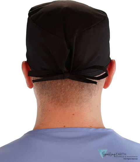 Two Piece Bundle of Solid Black and Navy Blue Unisex Surgical Style Scrub Cap 100% Cotton Made in The USA! Surgical