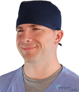 Two Piece Bundle of Solid Black and Navy Blue Unisex Surgical Style Scrub Cap - 100% Cotton - Made in The USA! Surgical