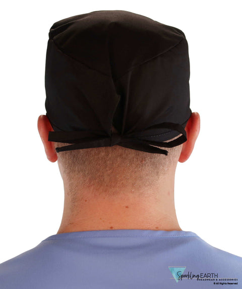 Classic Cotton Surgical Scrub Cap - American-Made with Sweatband - Solid Black SALE-Fall-2025