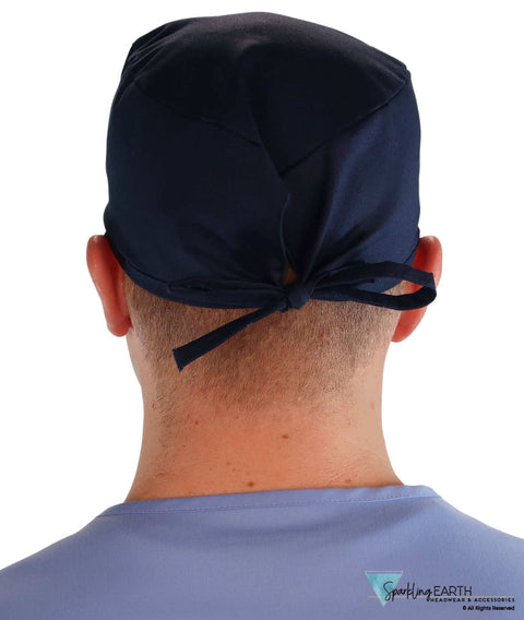 Two Piece Bundle of Solid Black and Navy Blue Unisex Surgical Style Scrub Cap - 100% Cotton - Made in The USA! Surgical