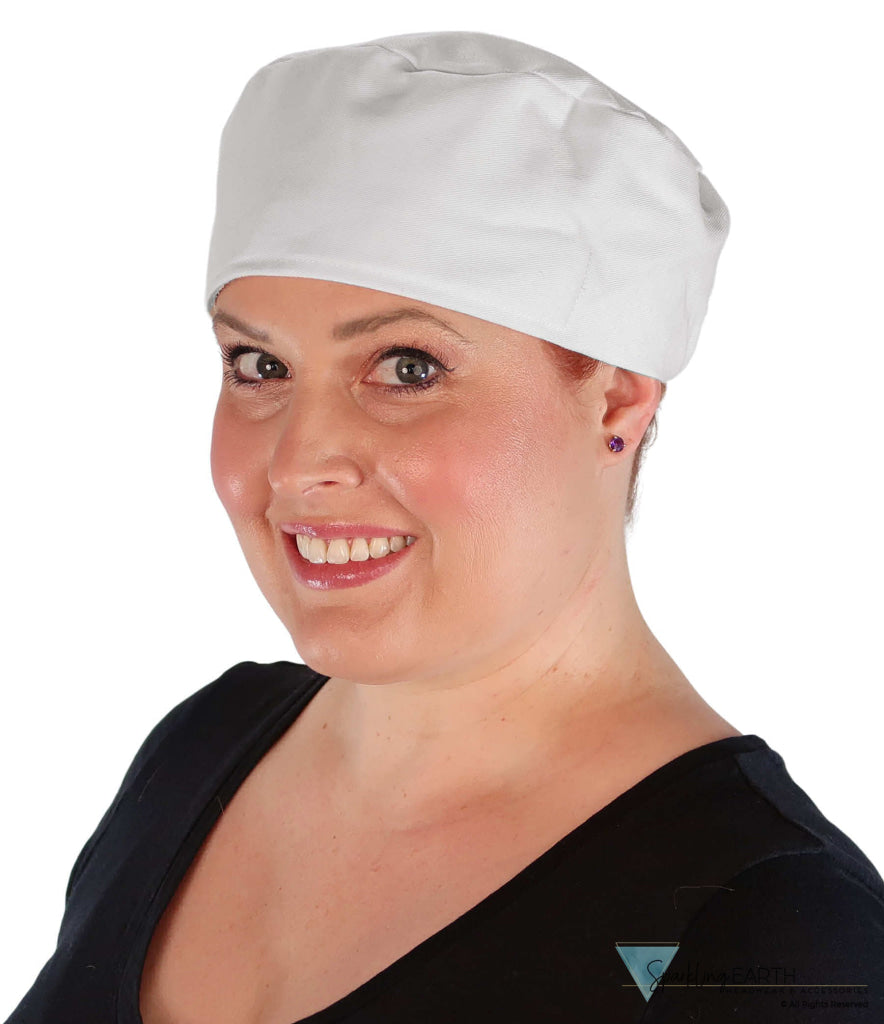 White Chef’s Beanie – Air Flow &amp; Breathable Cotton Twill - Made in USA - White Chef’s Caps