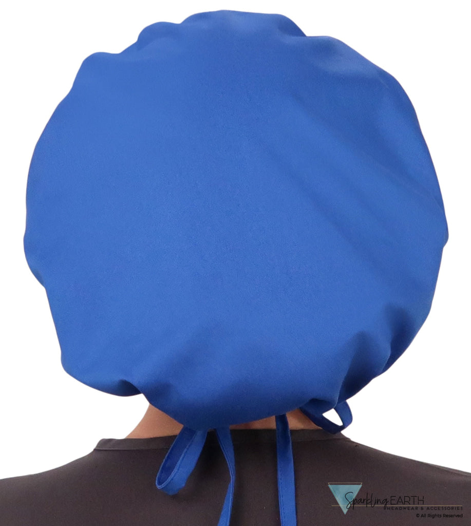 Stylish American Made Banded Bouffant Ponytail Scrub Cap - Solid Royal Blue SALE-Fall-2025